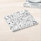 Kunst op de zwarte en witte school kartonnen onderzetters (Schuin)