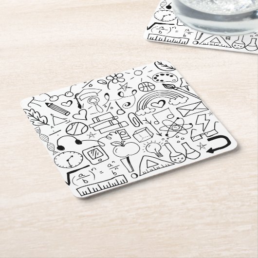 Kunst op de zwarte en witte school kartonnen onderzetters (Schuin)