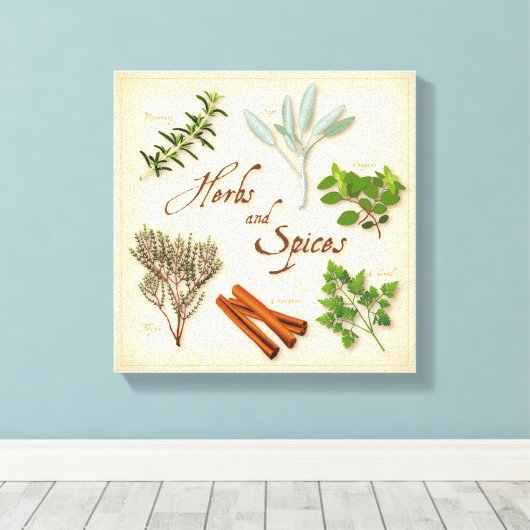 Kunst op kruiden en specerijen canvas afdruk (Insitu (Houten vloer))