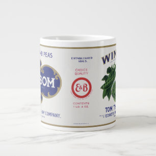 Kunst op oud groentebliklabel, Winsom Erwten Grote Koffiekop