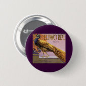 Kunst op oude fruitkratlabel El Pavo Pauw Vogel Ronde Button 5,7 Cm (Voorkant /achterkant)