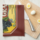 Kunst op oude fruitkratlabel, Seneca Lake-druiven Theedoek (Quarter Fold)