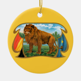 Kunst op oude sigarenlabels, Afrikaanse leeuw in s Keramisch Ornament