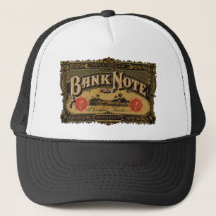 Kunst op oude sigarenlabels, bankbiljet geld finan trucker pet