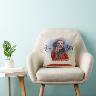 Kunst op oude sigarettenlabel, Cowboy raakt de roo Kussen