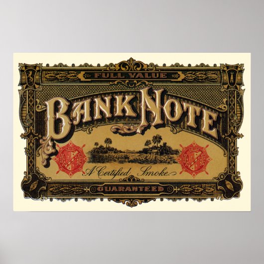 Kunst op oude sigarettenlabels, bankbiljet geld fi poster (Voorkant)