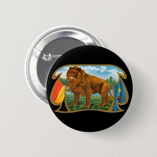 Kunst op oude sigarettenlabels, Leeuw, Koning van Ronde Button 5,7 Cm (Voorkant /achterkant)