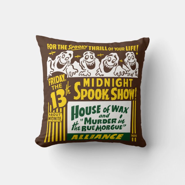 Kunst op vintage-spookshowposter - kussen (Voorkant)