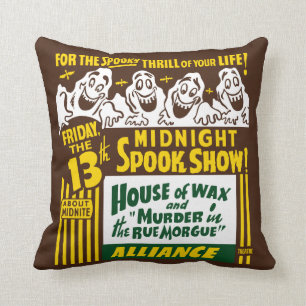 Kunst op vintage-spookshowposter - kussen