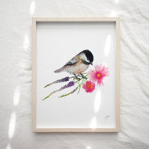 Kunst op vogelvloeren in Cute Chickadee