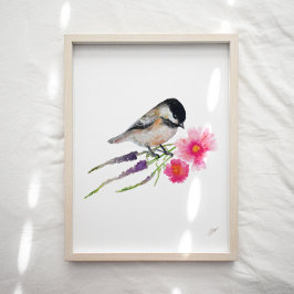 Kunst op vogelvloeren in Cute Chickadee Poster