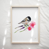 Kunst op vogelvloeren in Cute Chickadee Poster
