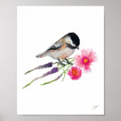 Kunst op vogelvloeren in Cute Chickadee Poster (Voorkant)