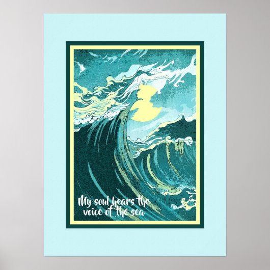  Kunst over een Stormy Zee met Citaat Poster (Voorkant)
