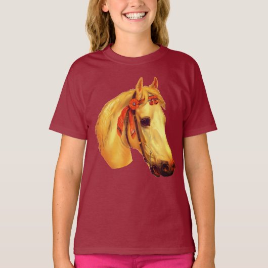 Kunst Palomino-paarden T-shirt (Voorkant)