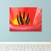 Kunst Paneel canvas afdrukken Rode Tulp Bloem (Insitu (Houten vloer))