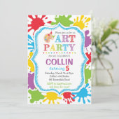 Kunst Partij Uitnodiging/Kunst Partij Birthday uit Kaart (Staand voorkant)