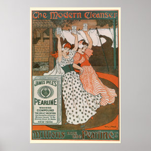 Kunst Pearline Modern Cleanser op vintage productl Poster