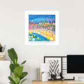 Kunst Poster: Baden en zomerbloemen, menton Poster (Thuiskantoor)