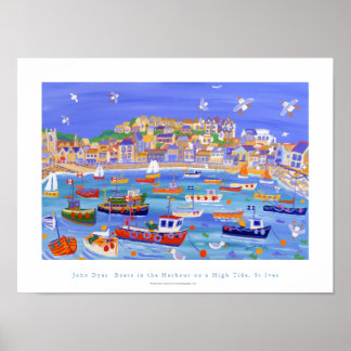 Kunst Poster: Boats in de haven, St Ives, Cornwall Poster