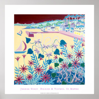 Kunst Poster: Daisies & Violets, St Mawes, Cornwal Poster