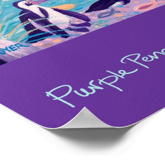 Kunst Poster: Paarse Pinguïn Partij bij de Zoo Poster (Hoek)