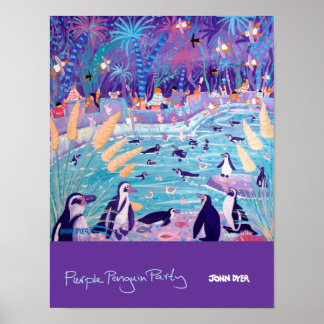 Kunst Poster: Paarse Pinguïn Partij bij de Zoo Poster