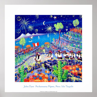 Kunst Poster: Pachamama Pipers, Peru. Isla Taquile Poster