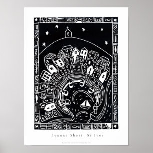 Kunst Poster: St Ives, Cornwall. Lino Cut Afbeeldi Poster