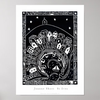 Kunst Poster: St Ives, Cornwall. Lino Cut Afbeeldi Poster
