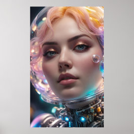 Kunst Potpourri  AI Meisje Vloeibare Bel Poster