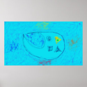 Kunst Potpourri  Aqua Blauwe Minimaal Abstracte Ku Poster