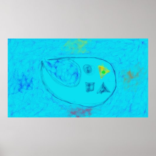 Kunst Potpourri  Aqua Blauwe Minimaal Abstracte Ku Poster (Voorkant)