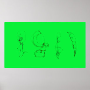 Kunst Potpourri Groene Minimalistische Tekening Poster
