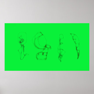 Kunst Potpourri  Groene Minimalistische Tekening Poster