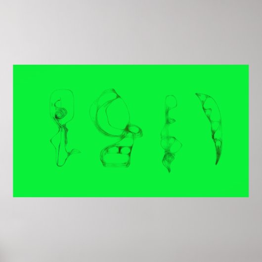 Kunst Potpourri  Groene Minimalistische Tekening Poster (Voorkant)