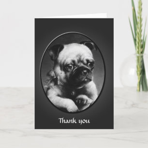 kunst Pug Puppy "dank je wel" Bedankkaart