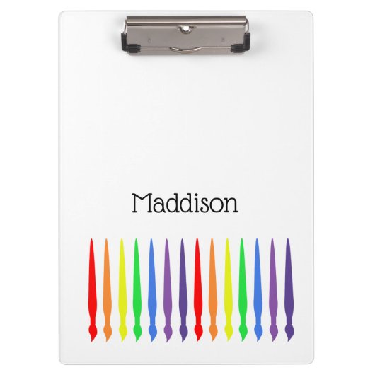 KUNST, regenboogverfborstels en jouw naam Klembord (Voorkant)