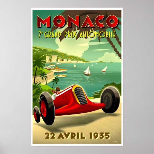 Kunst Retro Poster Monaco Race Auto Reis Poster (Voorkant)