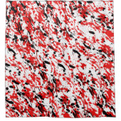 Kunst rood en zwart met foto's en strippen douchegordijn (Voorkant)