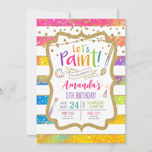 Kunst Schilderen Verjaardag Party Uitnodiging, Rai Kaart (Voorkant)