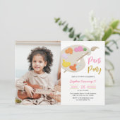 Kunst schilderende Birthday Party Fotouitnodiging Kaart (Staand voorkant)