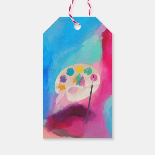 Kunst schilderij ambachtelijke kunstenaar verf ver cadeaulabel (Achterkant)