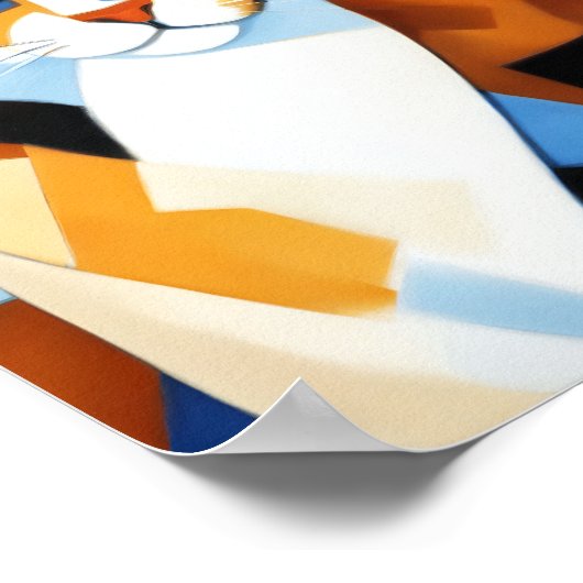 Kunst schilderij kubist Calico Cat Poster (Hoek)