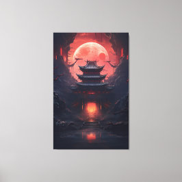 Kunst Schilderij Yin en Yang brug en tempel Canvas Afdruk