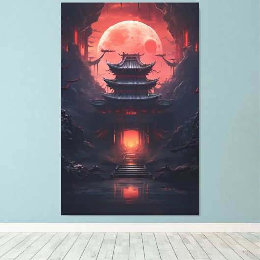 Kunst Schilderij Yin en Yang brug en tempel Canvas Afdruk (Insitu (Houten vloer))