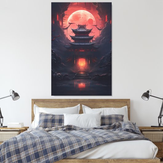 Kunst Schilderij Yin en Yang brug en tempel Canvas Afdruk (Insitu (Slaapkamer))