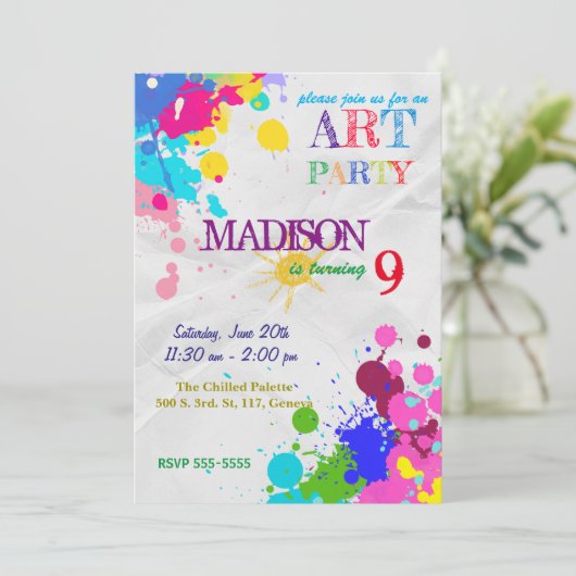 Kunst / Schilderpartij Verjaardag Uitnodiging (Staand voorkant)