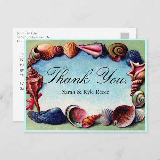 kunst Seashell Dank u Briefkaart (Voorkant / Achterkant)