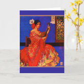  kunst Senorita met gitaar Notecards Kaart (Gele Bloem)